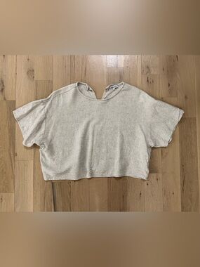 Cream Short Sleeve Linen Top